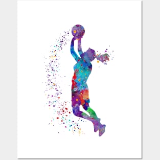 Basketball Girl Watercolor Painting Art Print Gifts Posters and Art